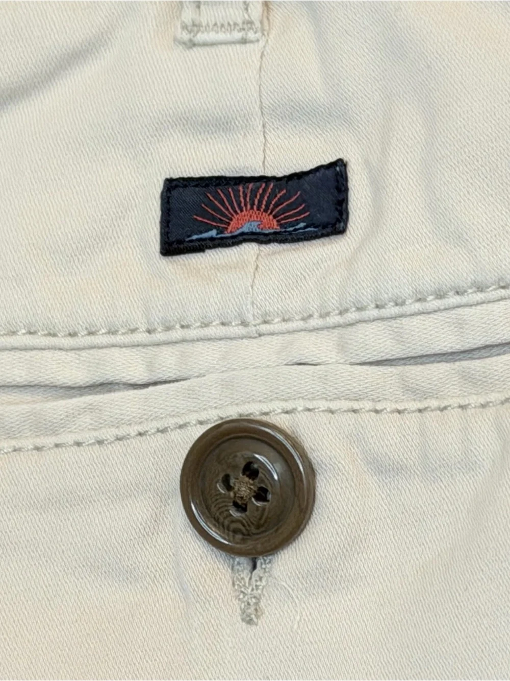 Faherty Stretch Chino Shorts Stone 98% Cotton 2% Spandex Flat Front